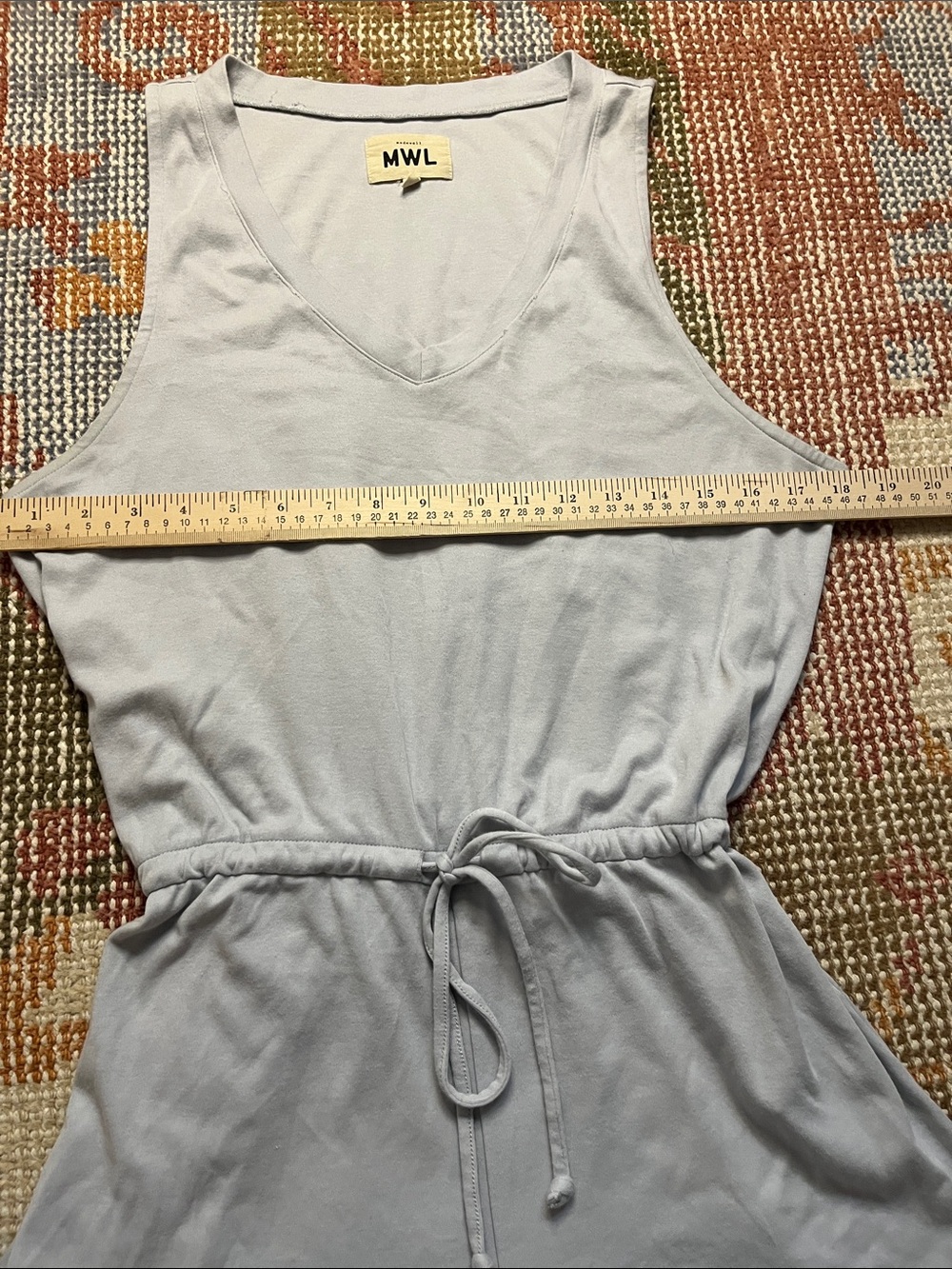 Madewell MWL Breeze Drawstring Romper Size M Light Blue V Neck Casual Jumpsuit - Picture 2 of 7